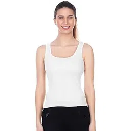 Women's Classic White Tank Top, Cotton Sleeveless Scoop Neck Casual Wear Free Size White-picture-29