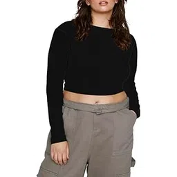 Women's Cotton Blend Basic Sexy Solid Crop Top Scoop Neck Slim Fit Full Sleeve Saree Readymade Saree Blouse L1702 SV-picture-37