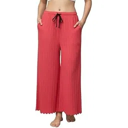 Women’s Cotton Blend Palazzo Pants | Soft Comfortable Wide Leg Bottoms with Elastic Waist & Drawstring | Stylish Trousers for Casual & Ethnic Outfits Available in L, XL, 2XL-picture-22