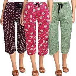 Womens Cotton Capri Nightwear Capri 3/4th (Pack Of 3) Stylish Pyjama Set For Women, Yoga capri For women& Girls, Regular Capri For Women,Combo Pack Of Capri For women-picture-31