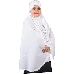 Women's Cotton Casual Style Relaxed Fit White Khimar Ready To Wear Instant Hijab For, sSpeciality in Hajj And Umrah, Prayer And Outdoor Wear (Solid White) By Af Center-picture-13