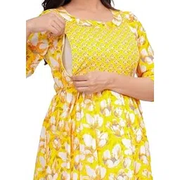 Women's Cotton Floral Maxi Maternity/Feeding Nighty/Gown-picture-12