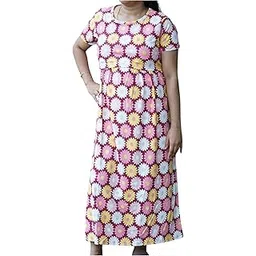 Women’s Cotton Maternity Feeding Nighty | Zipless Long Maxi | Soft Knitted Fabric | Back Rope & Side Pocket | Comfortable Feeding Wear for Pregnant & Nursing Moms-picture-33