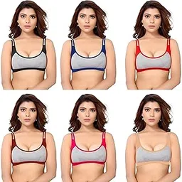 Women's Cotton Non Padded Daily Workout Sports Gym Bra Combo- Pack of 6-picture-15