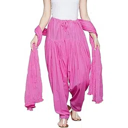 Women's Cotton Solid Patiala Salwar with Dupatta Combo Set(BABY PINK, Free Size)-picture-16
