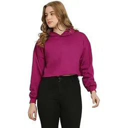 Womens Crop Jacket Fleece Fabric Sweatshirt Latest Solid Stylish Hoodies Full Sleeves Winter Wear Regular Fit for Women-picture-46