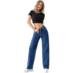 Women's Denim Straight Fit Boyfriend Jeans-picture-13