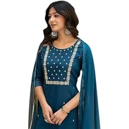 Women's Embroidered Kurti | Solid Rayon Slub Fabric |-picture-17