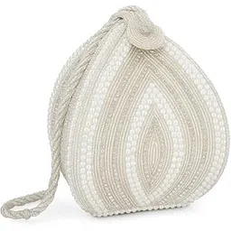 Women's Ethnic Potli Bag with Pearl Handle and Tassel, Traditional Beaded Evening Clutch, Wedding and Party Handbag-picture-14