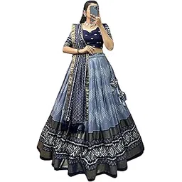 Women's Floral & Patola Print With Foil Work Tussar Silk Lehenga Choli With Dupatta (MIRROR)-picture-44