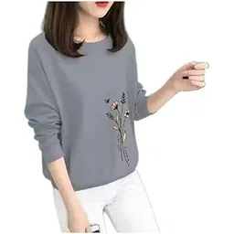 Women's Floral Print Casual Long Sleeve Pullover t Shirt-picture-36