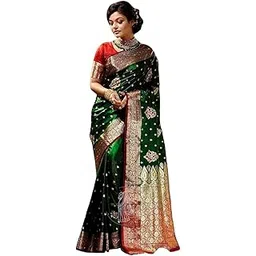 Women's Glory Banarasi Satin Silk Saree With Embroidered Design and Zari Work. (Magenta)-picture-50