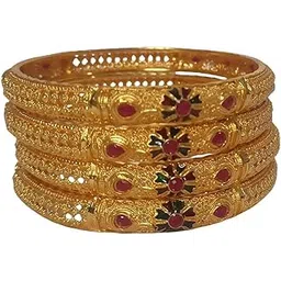 Women's Handcrafted Artificial Gold Plated Brass Bangle Set for Wedding Party & Festive-picture-27