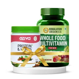Women's Health and Immunity Booster | OZiva Protein & Herbs for Women Chocolate, 500g Natural Protein Powder for Women + Himalayan Organics Whole Food Multivitamin for Men With Natural Vitamins, Minerals, Extracts 60 Veg Capsules-picture-10