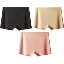 Women's Ice Silk Seamless Boyshort Panty, 2XL Size Multicolour-picture-55