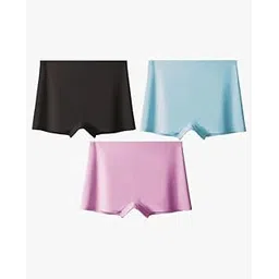 Women's ice Silk Seamless boysshort Panty Multicolor M Size-picture-41