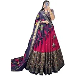 Women's Maroon Printed Lehenga Choli Set with Dupatta, Traditional Multicolor-picture-31