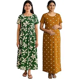 Women's Maternity Feeding Maxi zipless,Lounge wear, zipless Feeding Nightdress,Nursing Maxi Dress,Cotton Kaftan Nighty,Feeding Cotton Nighty-picture-20