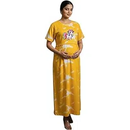 Women's Maternity Feeding Maxi zipless,Lounge wear, zipless Women's Nightdress,Nursing Maxi, Cotton Nighty, Feeding Gown,Frock, Kaftan Feeding Nighty-picture-17