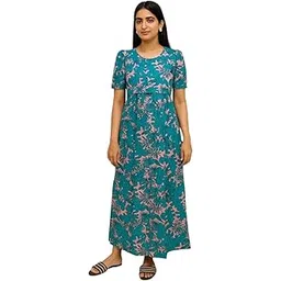 Women's Maternity Feeding Maxi zipless,Lounge wear, zipless Women's Nightdress,Nursing Maxi Dress,shortPuff Sleeves Nighty,Feeding Gown,Nursing Dress-picture-23