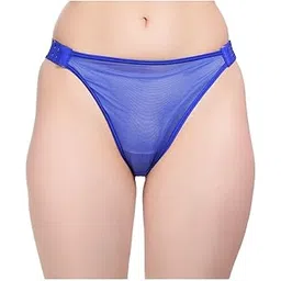Women's Mesh Thong Panty with Adjustable Side Straps, Royal Blue (in, Alpha, L, Regular, 1, Blue)-picture-54