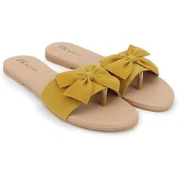 Women's Mustard Yellow Bow Toe Ring Flats – Trendy Sandals ||FK_01_YELLOW_A29_P5-picture-13