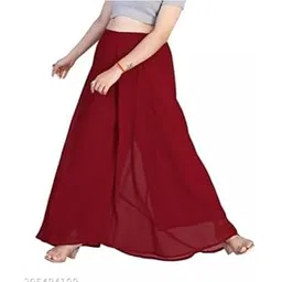 Women's Navy Blue Palazzo Pants, Flared Georgette Wide Leg Trousers, Casual Wear-picture-17