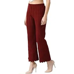 Women's Palazzo Pants (Maroon), Elastic Waistband-picture-36
