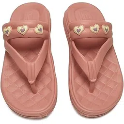 Womens Pink Heart Flip-Flops | Comfortable Lightweight EVA Slippers for Casual Wear, Home & Outdoor Use-picture-52
