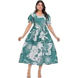 Women’s Printed Cotton Fabric Flower Printed Anarkali Maternity Feeding Dress with Side Zippers-picture-53