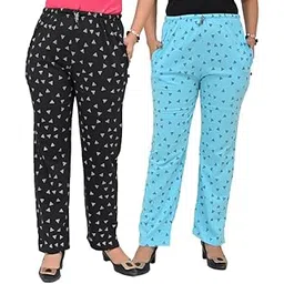 Women's Printed Cotton Pyjama Track Pant/Lounge Pants| With Pockets(Pack of 2)-picture-11