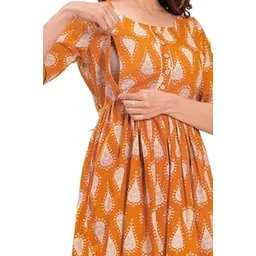 Women's Pure Cotton All Over Printed Kurti Gown Feeding Dress Maternity Gown Feeding Nighty Kurti-picture-25