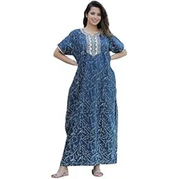 Women's Pure Cotton Block Print Regular Rajasthani Jaipuri Maxi Nighty-picture-45