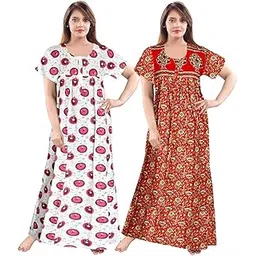 Women's Pure Cotton Nightwear Casual Nighty (Pink Gola RED KALAM-102 XXL)-picture-38