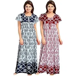 Women's Pure Cotton Nightwear Casual Nighty (RED Black CHEEKU-96 XL)-picture-19