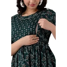Women’s Pure Cotton Printed Maternity Kurta, Easy Breast Feeding Dress with Zippers for Nursing Pre and Post Pregnancy-picture-56
