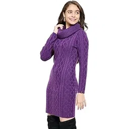 Women’s Pure Heavy Knitting Wool Long Dress | Self-Design Winter Maxi Dress | Warm & Elegant Woolen Wear Size-Midi_08-picture-12