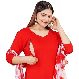 Women's Rayon Maternity Dress With Zippers for Easy Breastfeeding - Western Style for Pre and Post Pregnancy-picture-20