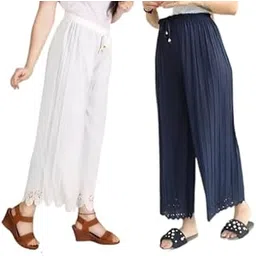 Women's Solid Pleated Maxi Length Combo Cutwork Palazzo Set(at_003)-picture-13