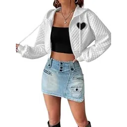 Women’s Solid Polyester Jacket with Full Sleeves and Piping white S-picture-23