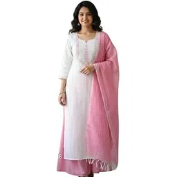Women's South Cotton Embroiderey Kurti with Pants and Dupatta Set | Salwar Suit Set-picture-10