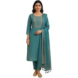 Women's South Cotton Floral Printed Kurta with Pant and Dupatta Set | Salwar Suit Set-picture-24