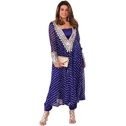 Women's Stylish Georgette Gowns Embroidery Zari Mirror Cut-Work -Work Round Neck Full Sleeve Anarkali Floral Printed Gown for Any Occasion-picture-36