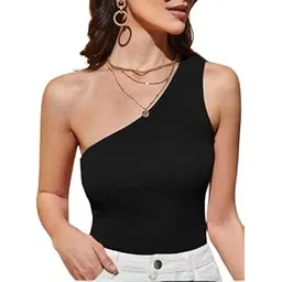 Women's Summer Casual Fashion Solid Color One Shoulder Sleeveless Tube Top Sports Yoga Fitness Cropped Top for Girls & Womens Pack of 1.-picture-24