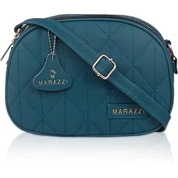 Women's Synthetic Leather Sling Bag, Triple Chain Strap, Blue, 2L Capacity-picture-33