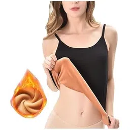 Women's Thermal Underwear Tops Thicken Plus Velvet Camisole Apricot Sexy Stretchy Slim-Fit Body Shaper Vest Shirt (Free Size) (Bust Size : 66 to 90 CM) (Black) Stretchable (Pack-01)-picture-46