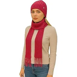 Women’s Winter Woolen Cap with Attached Muffler | Soft Fur Lined Knitted Warm Hat with Scarf | Stylish Garam Topi for Girls & Women-picture-12