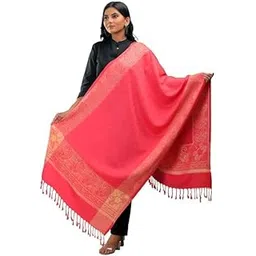 Women’s Wool Shawl with Woven Border Work | Kashmiri Woolen Solid Shawls (Size 40 * 80 Inch)-picture-43