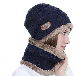 Women's Woolen Cap with Neck Muffler Neckwar Mer (Combo of Muffler and Cap, Medium Size)-picture-43