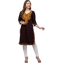 Women's Woolen Embroidered Kurti | Winter Wear Long Kurta for Women | Elegant Kashmiri Style Woollen Kurta | Stylish Winter Collection for Ladies | Kurta Only-picture-41